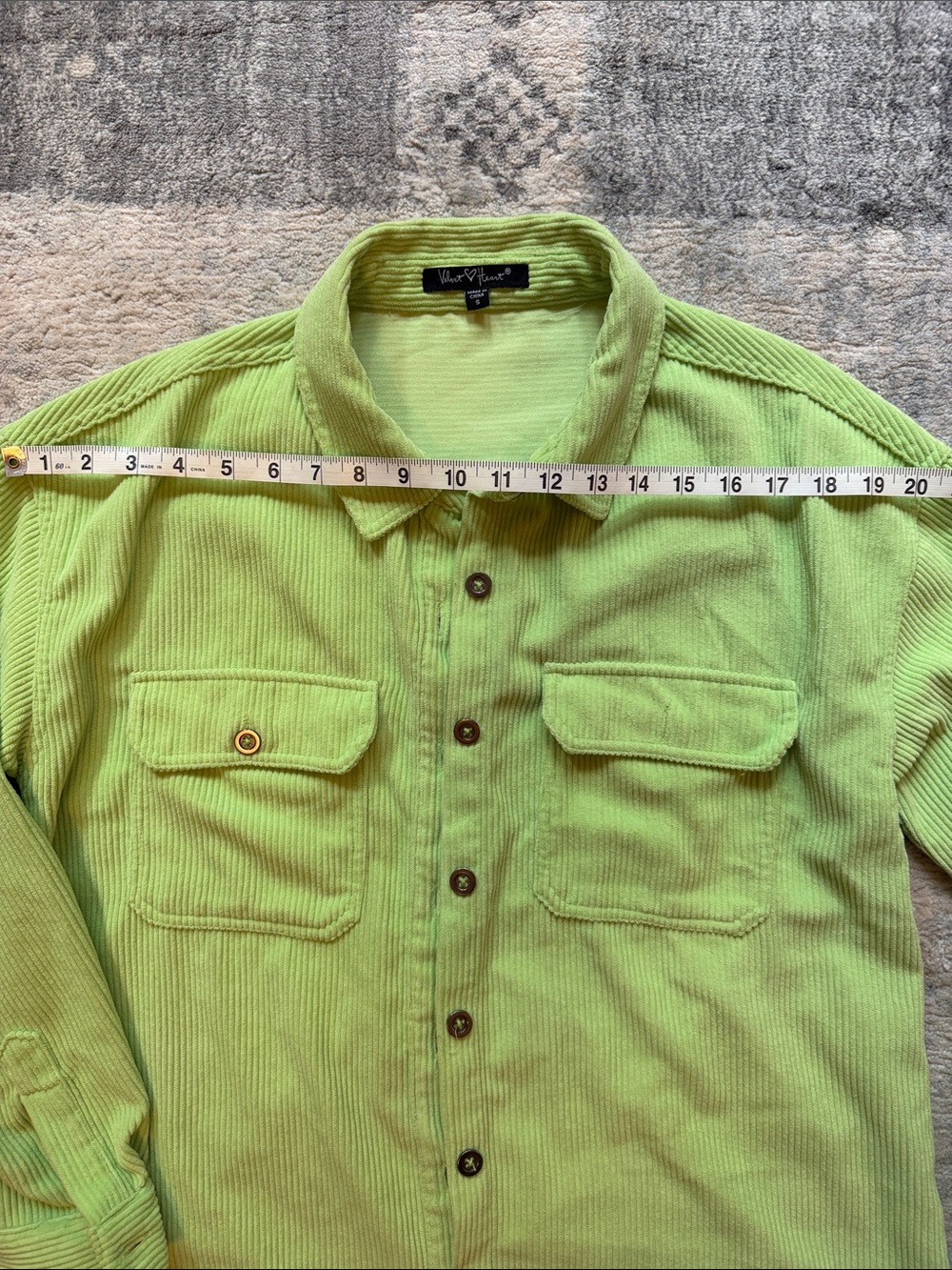 Velvet Heart Neon Lime Corduroy Button-Down Shirt - Picture 2 of 3